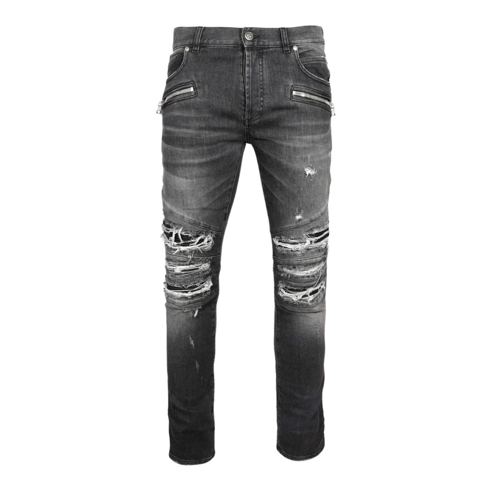 BALMAIN RIBBED PATCHES SLIM JEANS